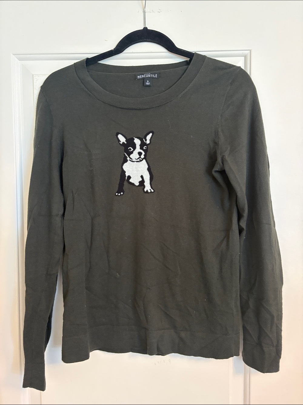 J. Crew Olive & Black Dog Patch Long-Sleeve Pet Top